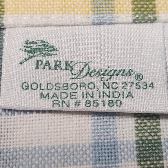 Set of 5 NWOT Park Designs Sarasota Plaid Cloth Napkins Blue Sage Yellow - Picture 6 of 8